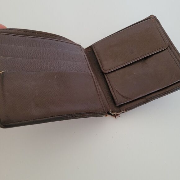 Vintage Louis Vuitton Men's LV Brown Bi-Fold Damier Leather Wallet Damaged Fair - Picture 3 of 12